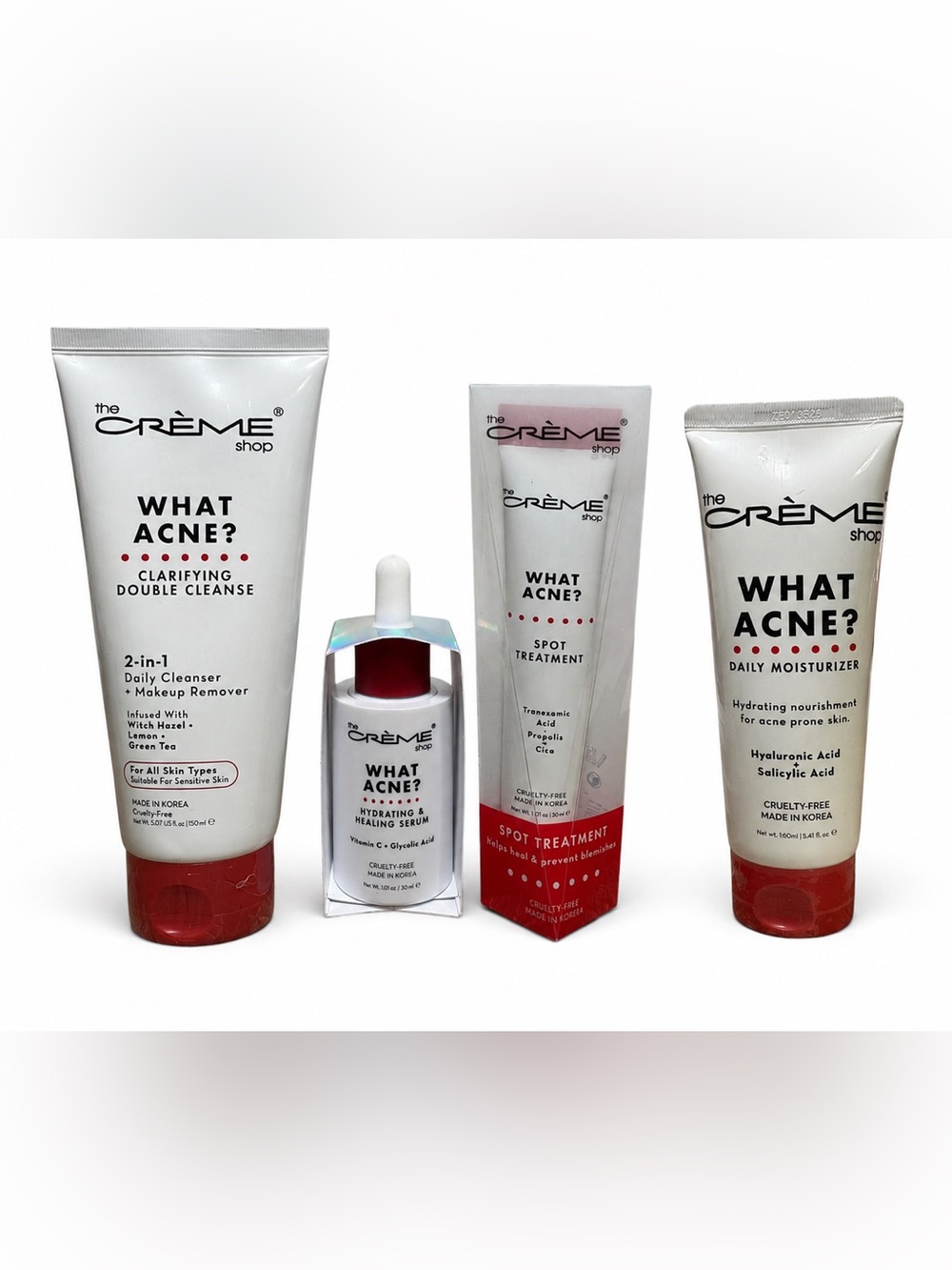What Acne? Cleanser, Serum, Spot Treatment Moisturizer